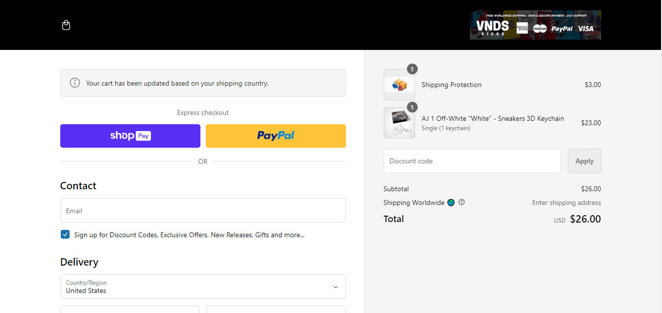How to apply Vnds Kicks coupon code